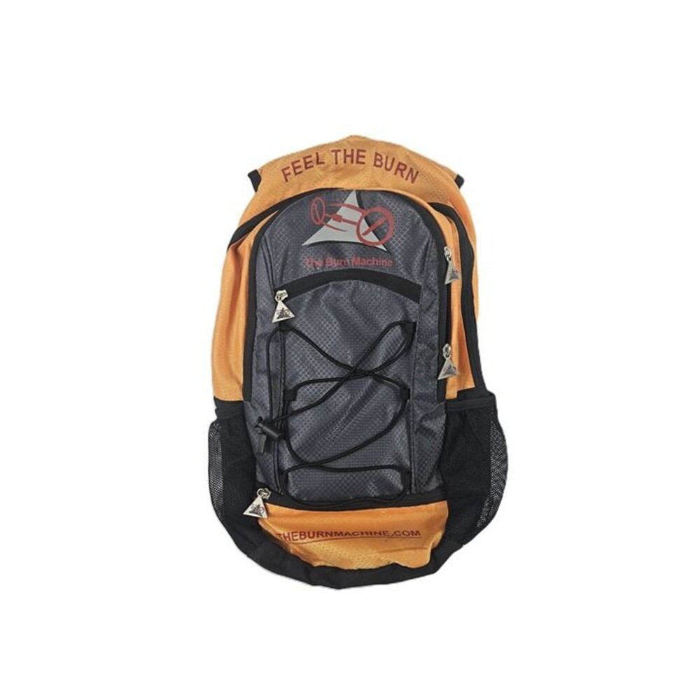 Fitness Backpack The Burn Machine Feel The Burn Workout Orange Gray Bungee